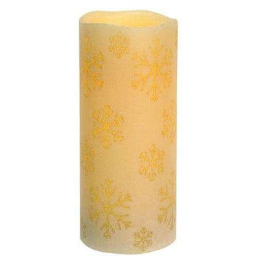 White Snowflake Print LED Pillar - The Fox Decor